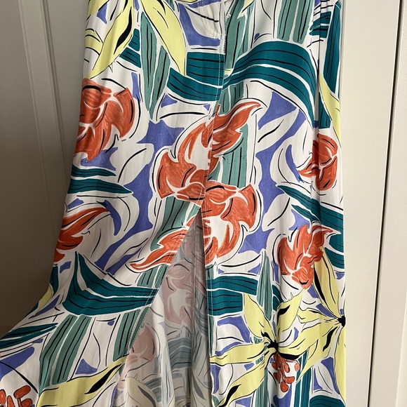 & Other Stories Front Slit A-line Tropical Print Midi Skirt - Picture 8 of 9